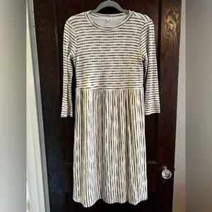 Like Love Black & White Striped Long Sleeve Dress | L